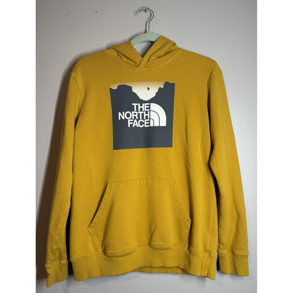 The North Face Graphic Box Youth Pullover Hoodie – Mustard Yellow- Size L